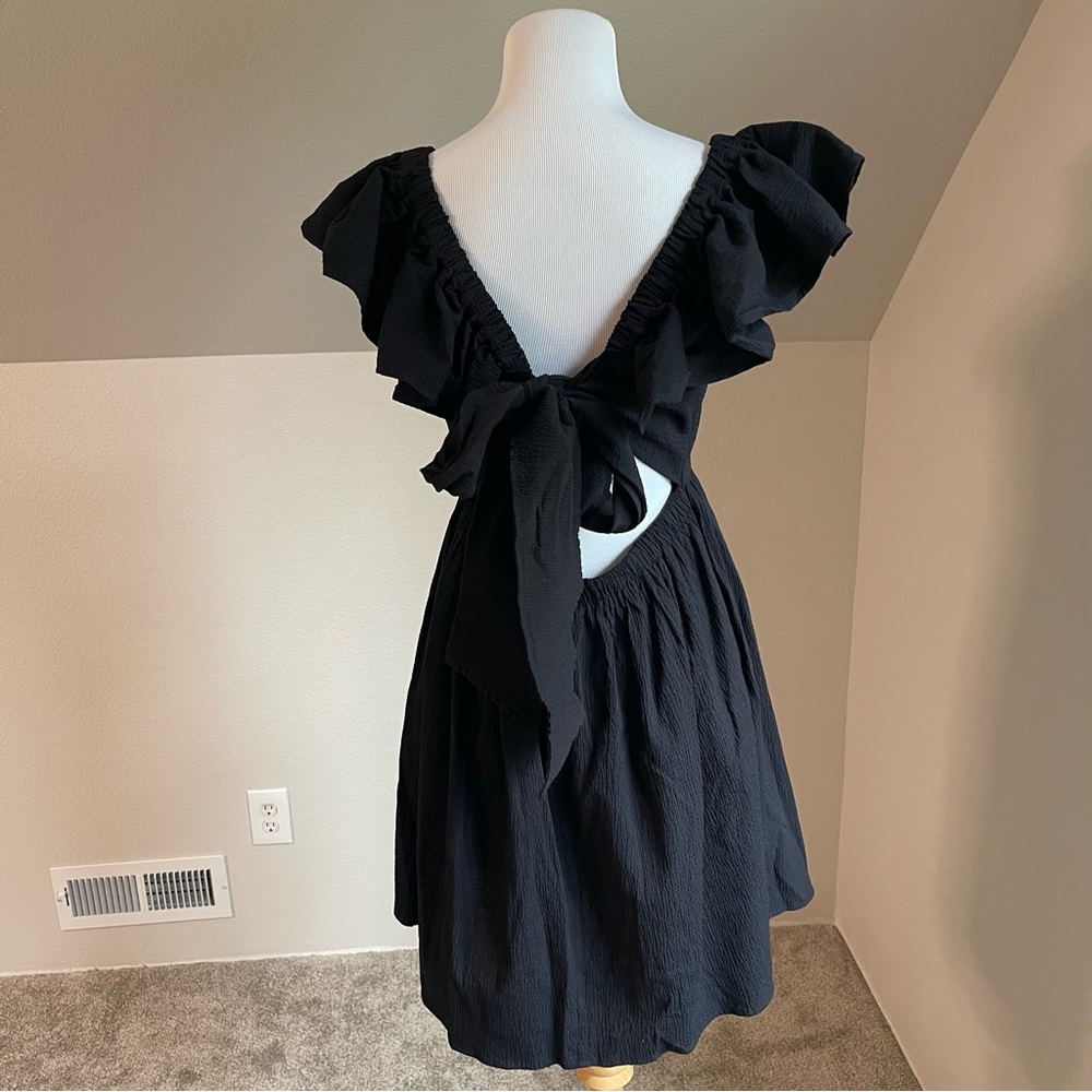 Francesca's Collections Bella Ruffle Sleeve Bow Back Mini Dress - Picture 4 of 11